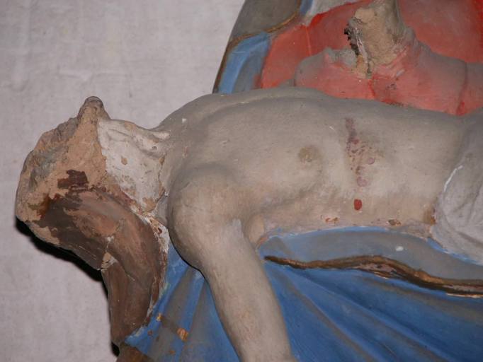 Détail du buste du Christ. - © Monuments historiques ; © Conseil Général de la Creuse, CAOA