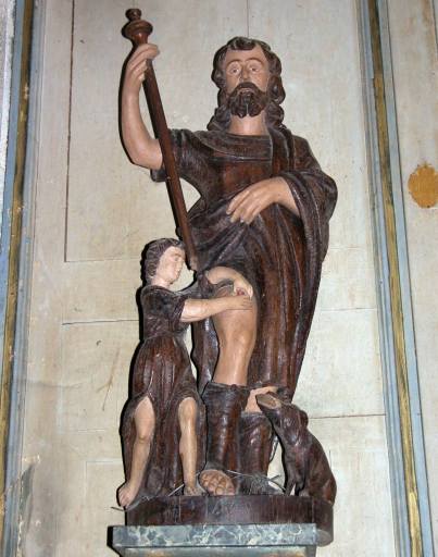 Groupe sculpté : saint Roch, l'ange et le chien