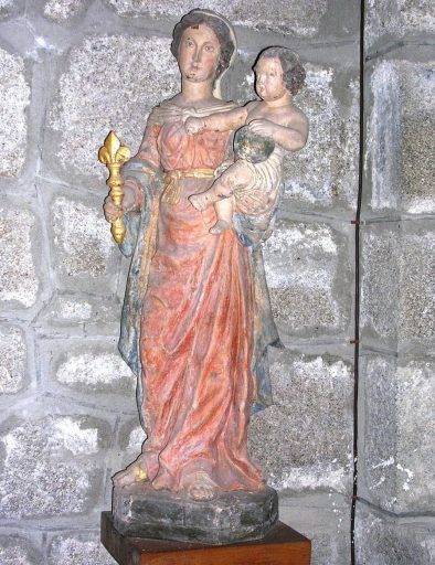 Statue (petite nature) : Vierge à l'Enfant tenant un sceptre fleurdelisé