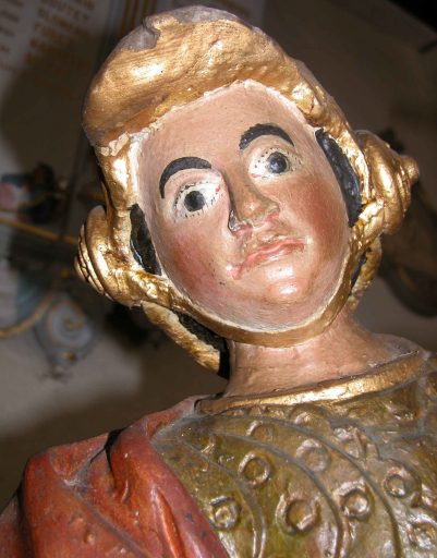 Détail du visage du saint.