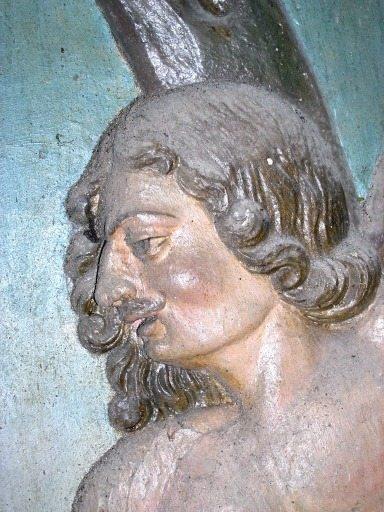 Détail du visage de saint Sébastien.