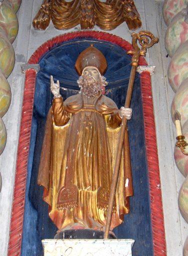 Saint évêque de la travée gauche du retable : vue générale.