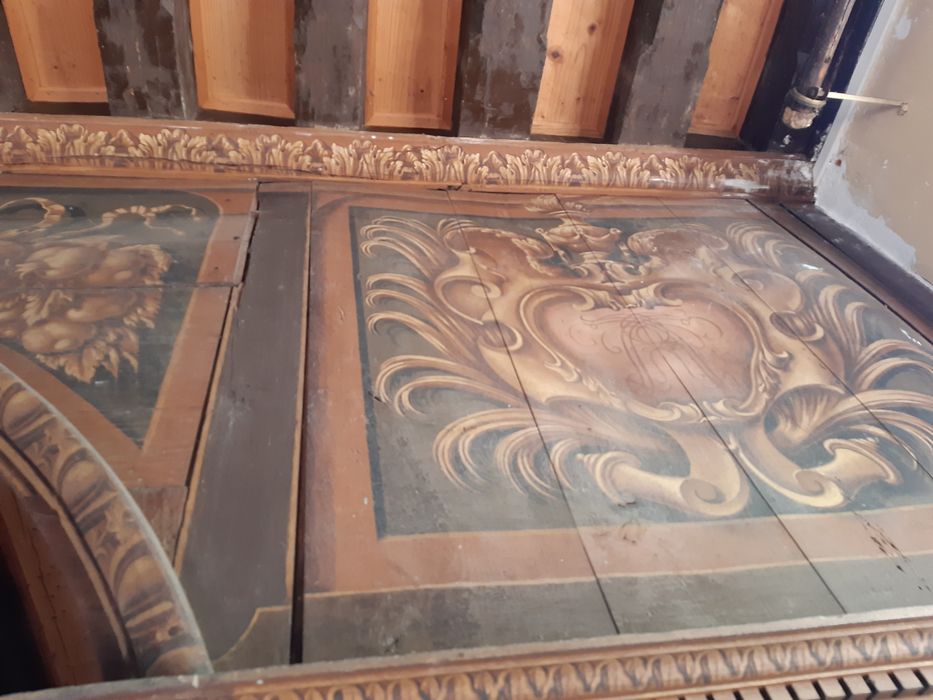 chambre à alcôve, lambris de revêtement, détail