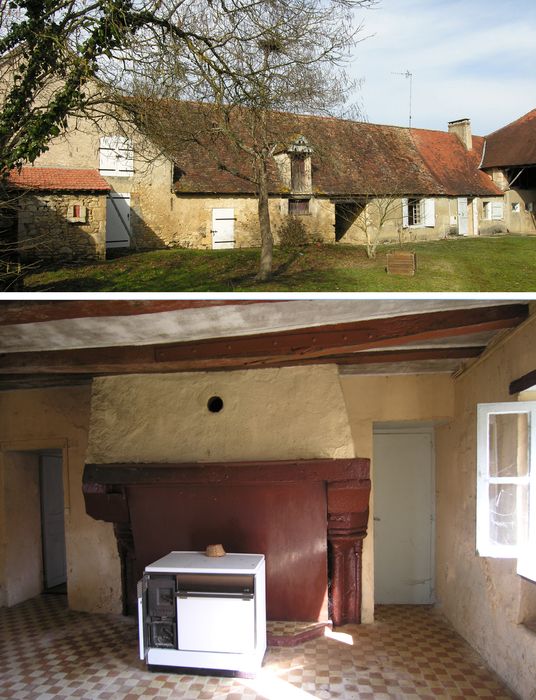 ferme de la Bordière : Logis (façade sud-est) et cheminée monumentale