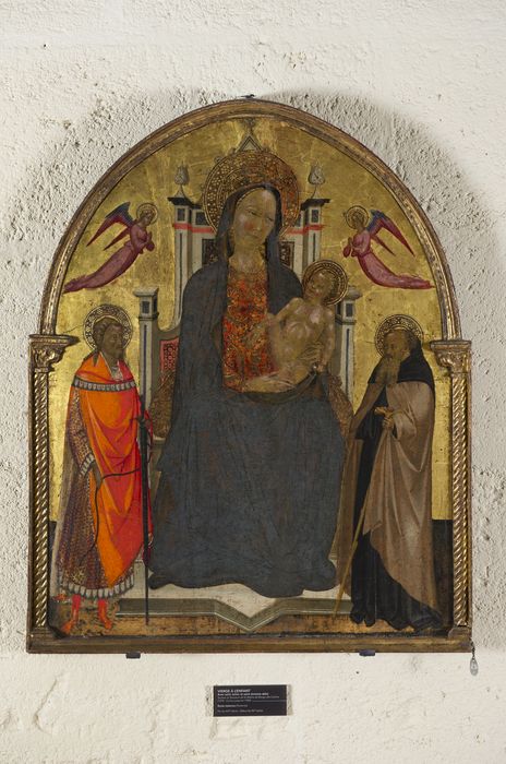 tableau : Vierge à l'Enfant entourée d'anges et de saints