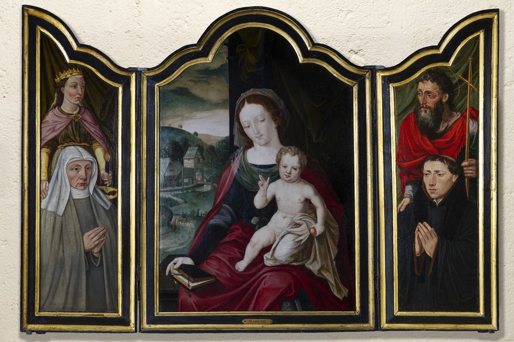 tableau (triptyque) : Vierge à l'Enfant et donateurs