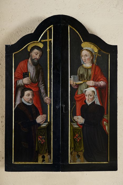 tableau (triptyque) : Vierge à l'Enfant et donateurs (volets fermés)