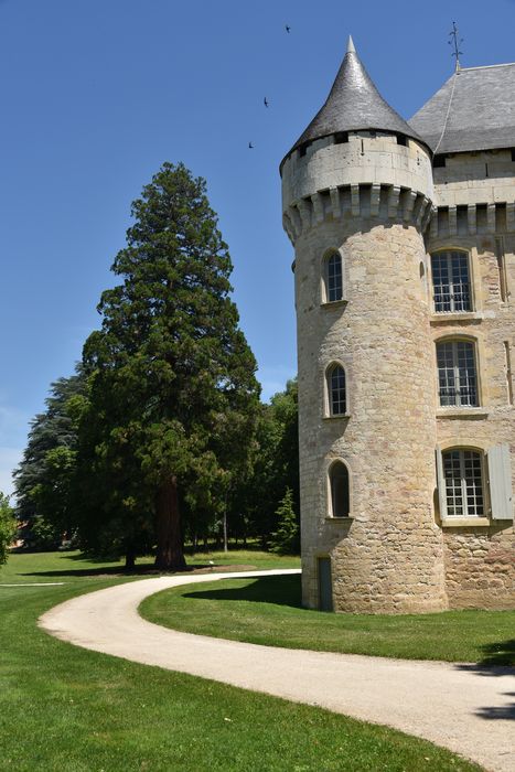 vue sud du château, arbre remarquable (séquoia)