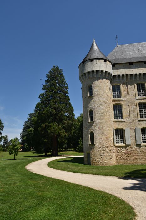 vue sud du château, arbre remarquable (séquoia)
