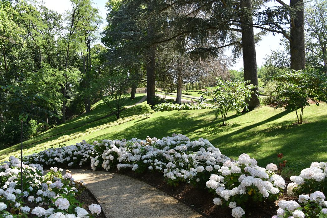 chemin, massif fleuri (art topiaire)