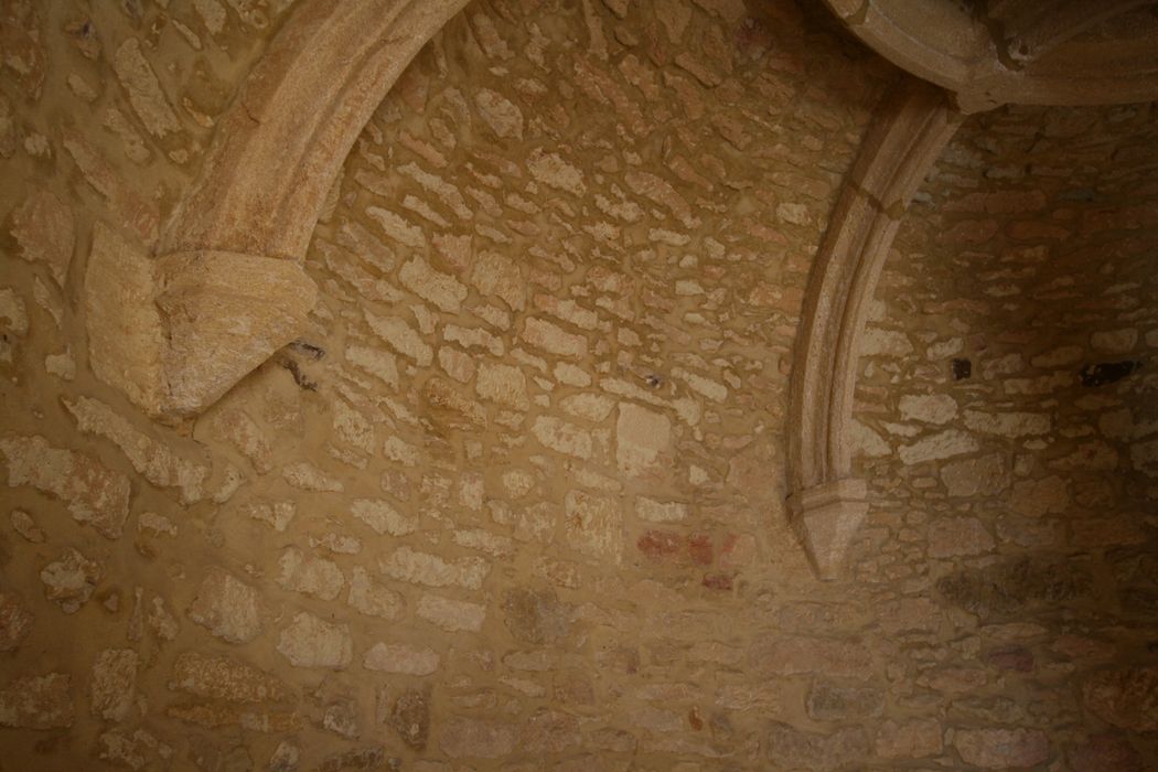 escalier à vis, vue partielle de la voûte