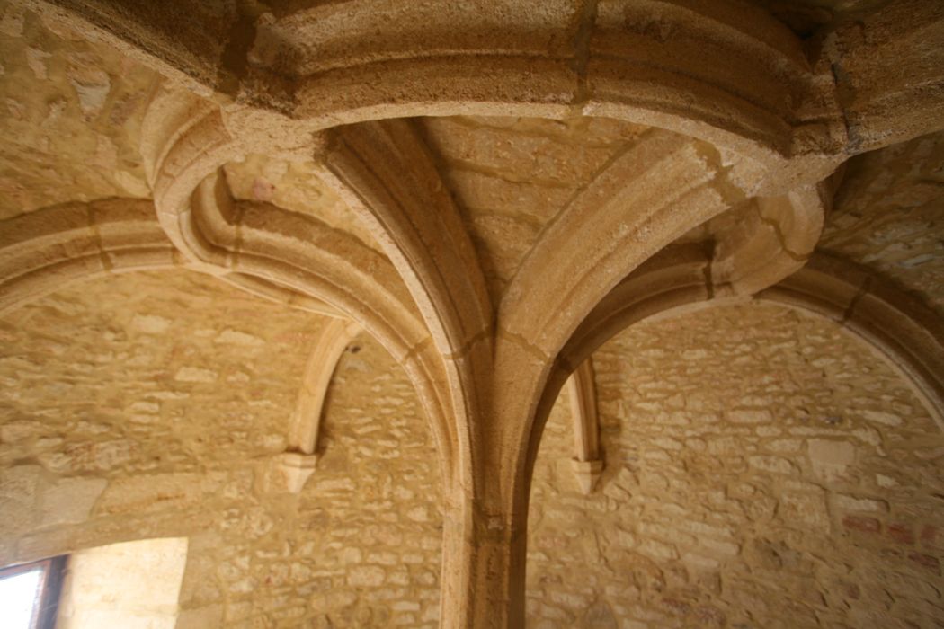 escalier à vis, vue partielle de la voûte