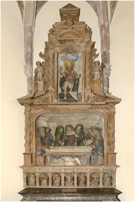 retable, groupe sculpté : la Mise au tombeau