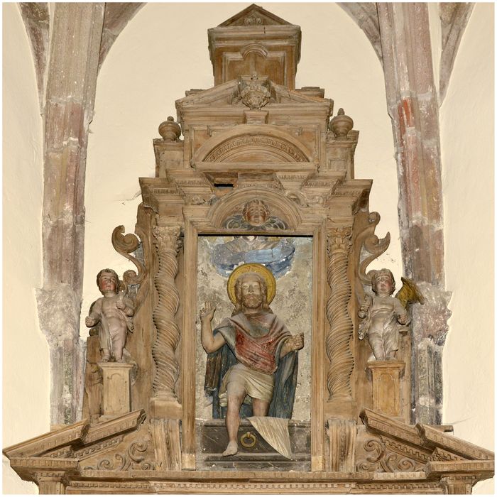 retable, groupe sculpté : la Mise au tombeau