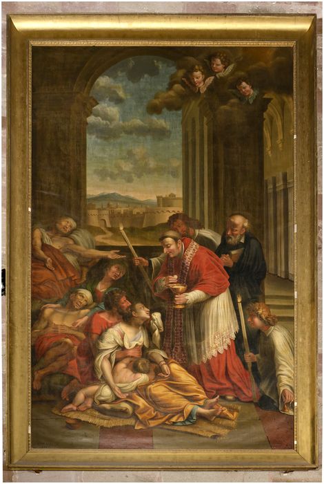 Tableau : Saint Charles Borromée donnant la communion aux pestiférés de Milan