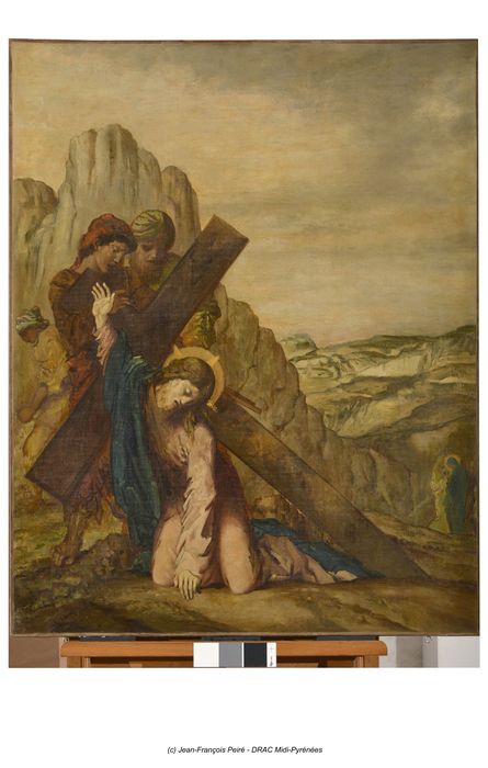 chemin de croix (tableau) : Détail de l'étape 9, Jésus tombe pour la troisième fois