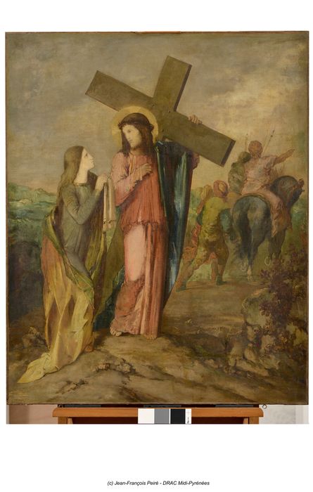 chemin de croix (tableau) : Détail de l'étape 6, Sainte Véronique essuie le visage de Jésus