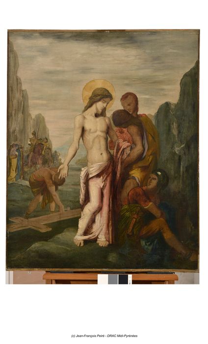 chemin de croix (tableau) : Détail de l'étape 10, Jésus est dépouillé de ses vêtements