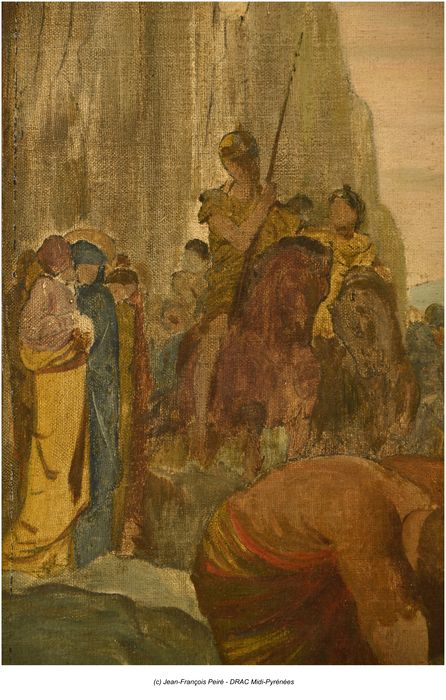 chemin de croix (tableau) : Détail de l'étape 10, Jésus est dépouillé de ses vêtements, détail