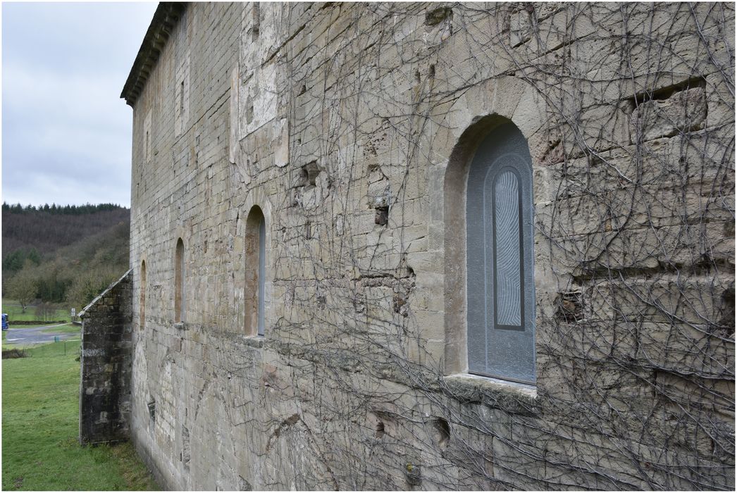 Eglise abbatiale, mur latérale sud, vue partielle