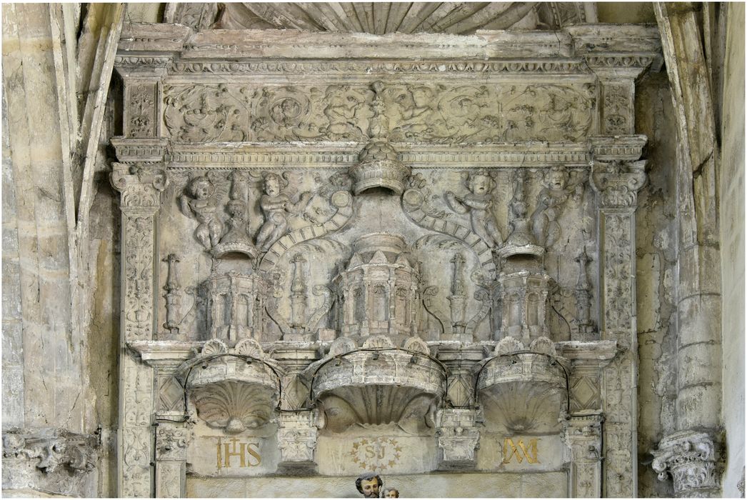 autel de la chapelle de la famille Pomairols, détail