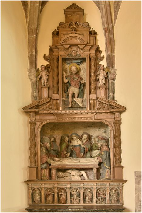 retable, groupe sculpté : la Mise au tombeau