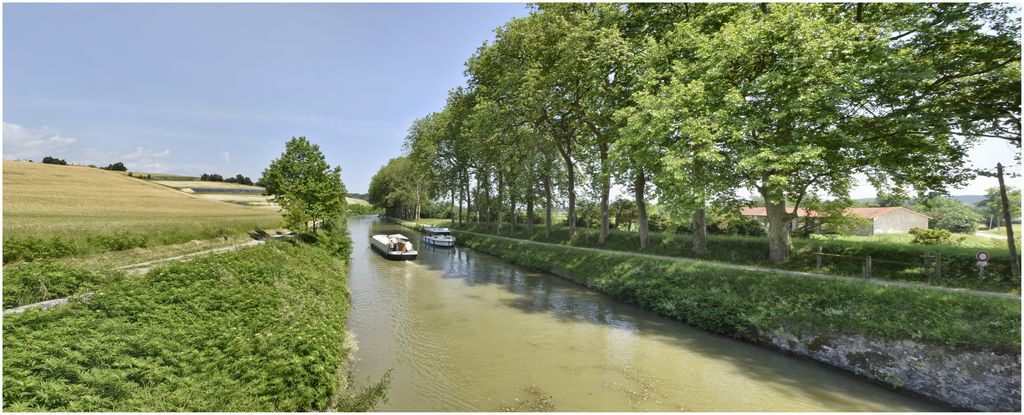 Ecluses de Laurens, le canal après le passage de l'écluse.