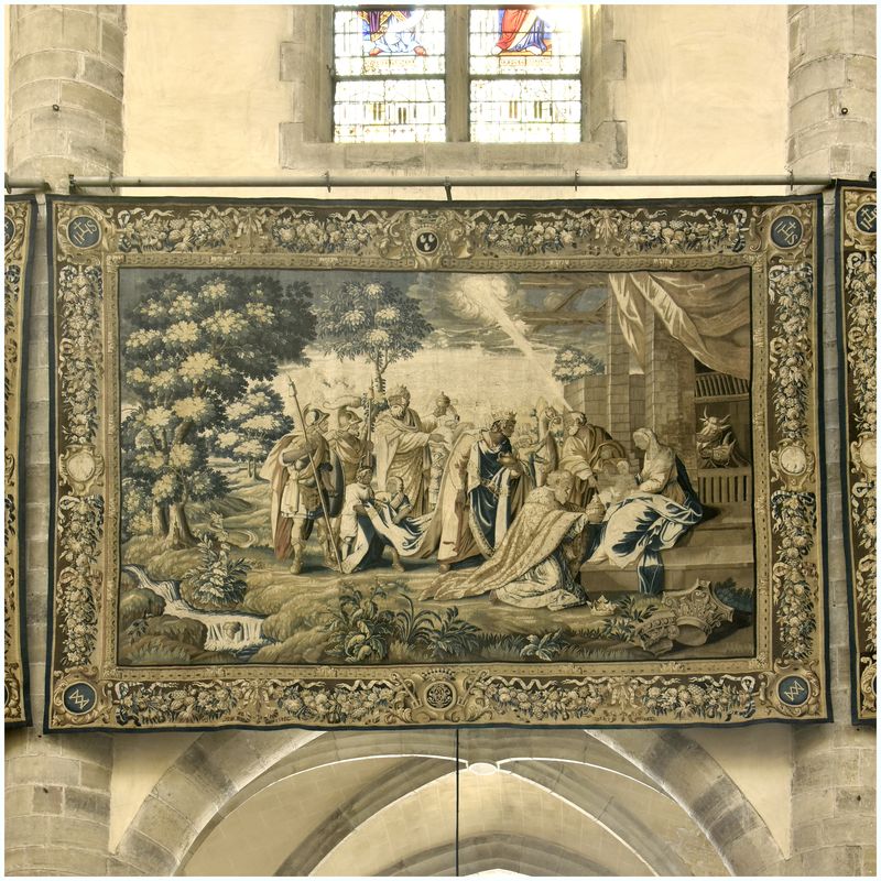 Tapisserie d'Aubusson. Scène de la vie de la Vierge. Les rois mages.