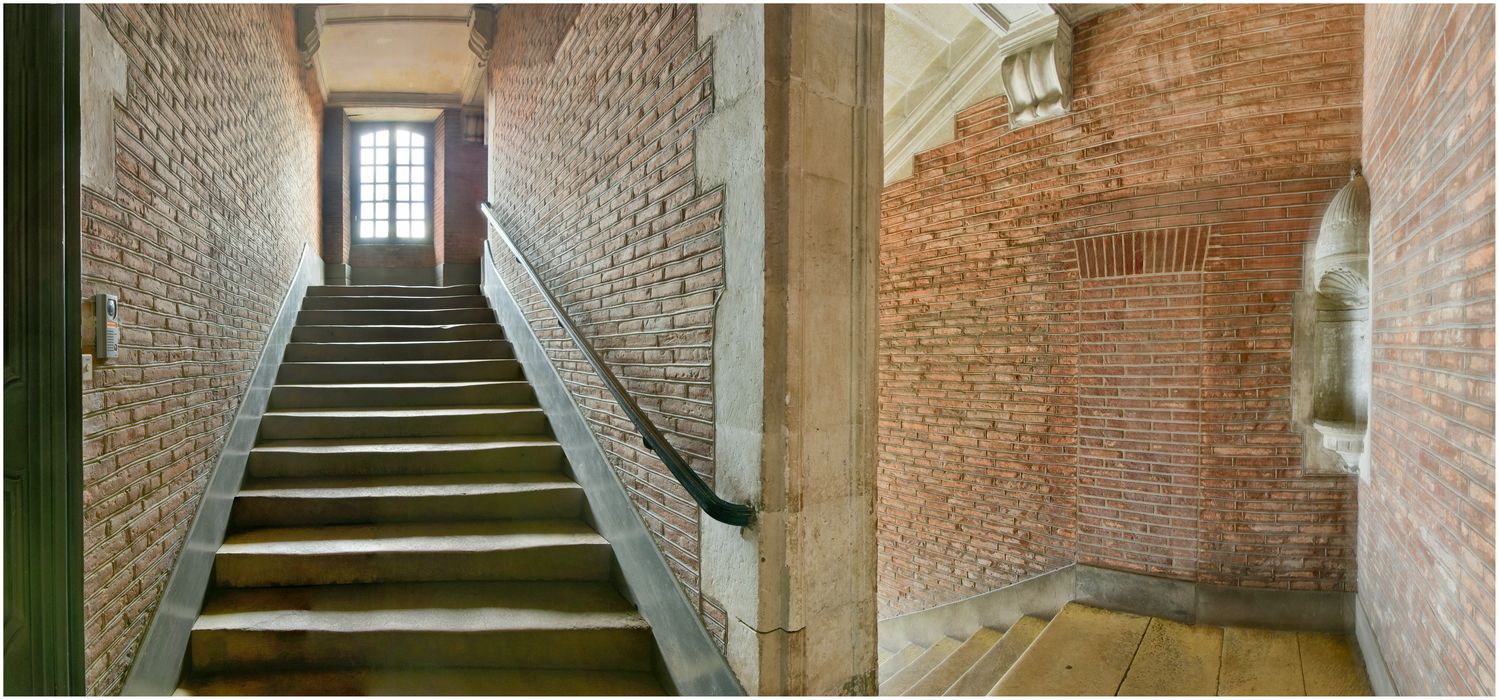 aile en retour, escalier rampe-sur-rampe