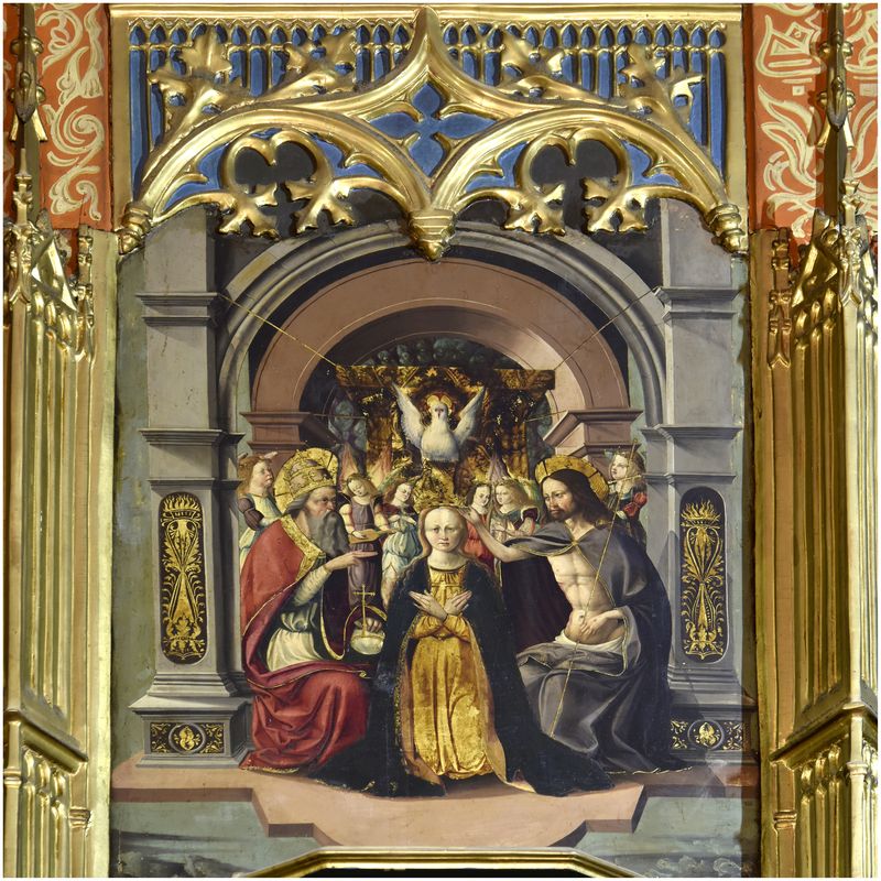 Retable de la Vierge de Mangrana. Détail. Couronnement de la Vierge.