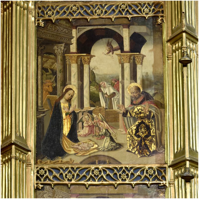 Retable de la Vierge de Mangrana. Détail. L'adoration des bergers.