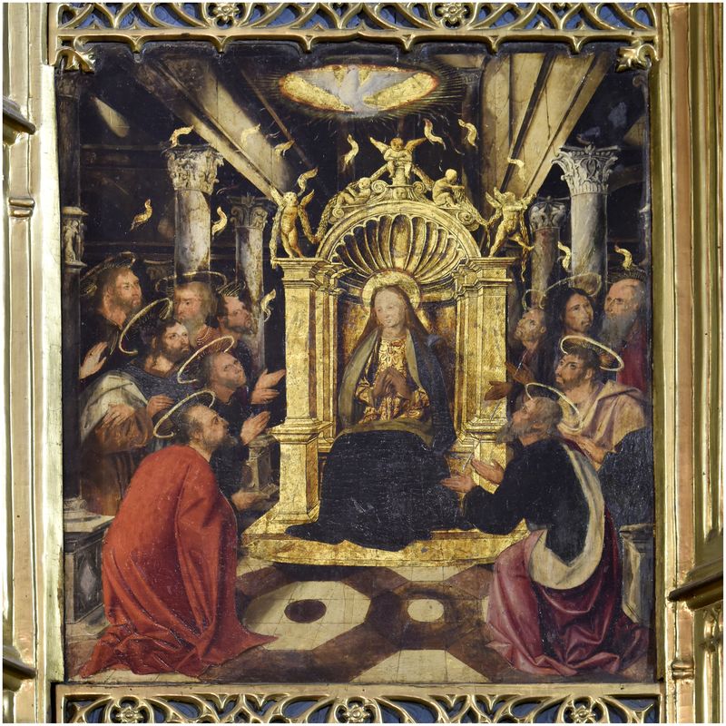 Retable de la Vierge de Mangrana. Détail. Pentecôte.