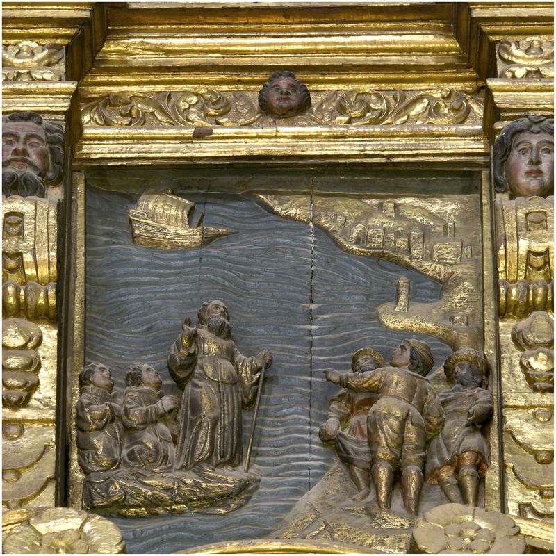 Retable de saint François-de-Paule. Saint François de Paule franchissant sur son manteau le détroit de Messine