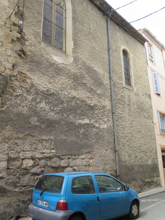 Mur sud, partie reprise au XIXe, 1ere et 2e travées.