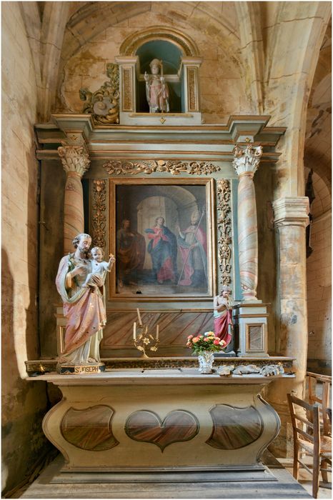 retable de la 3e chapelle nord, tableau : Saint Joseph, saint Jean et saint Flouret 