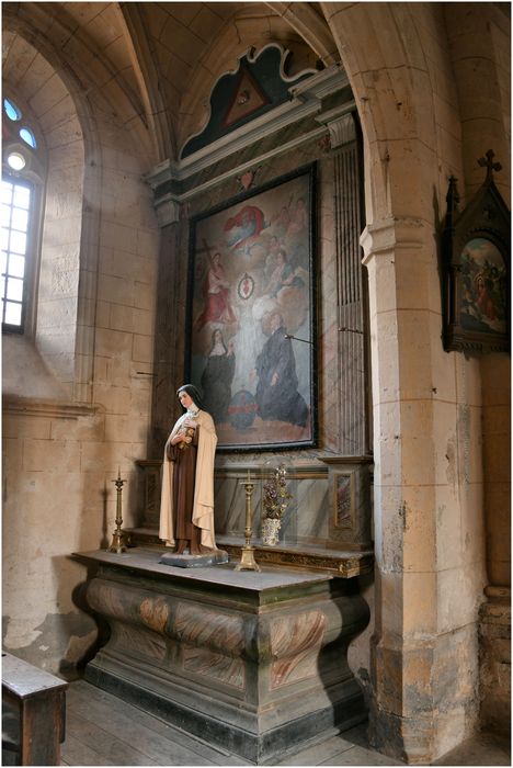 retable de la 2e chapelle nord, tableau : Adoration du Sacré-Coeur avec la Trinité