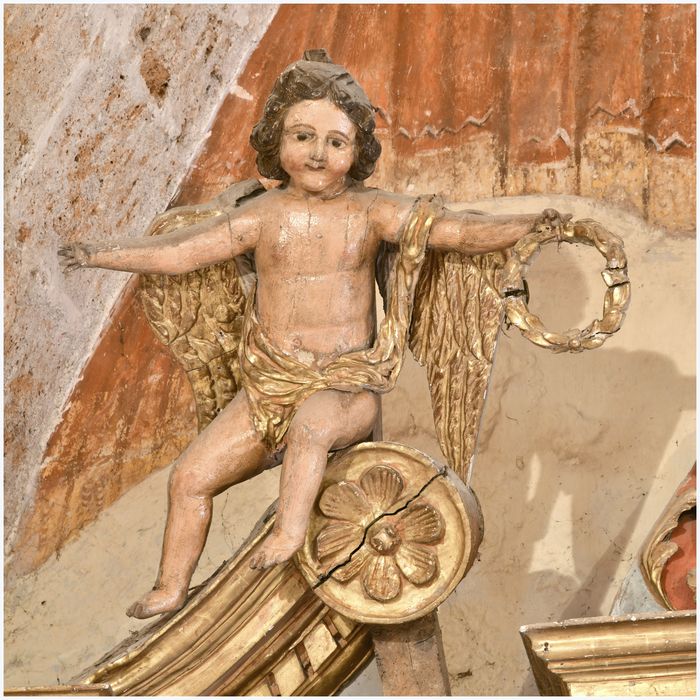 retable du maître-autel, détail d’une statuette d’un ange