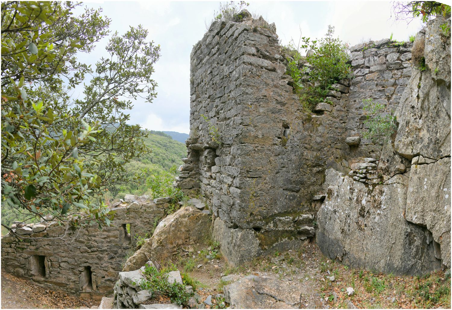 Vue des maçonneries dans l’angle sud-est du site.