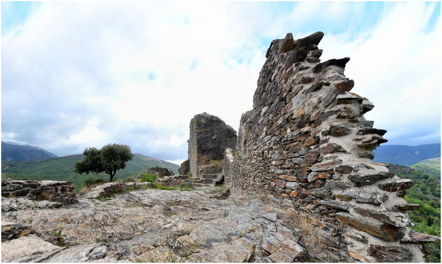 Vue d’ensemble de la plate-forme sommitale du pôle castral primitif.