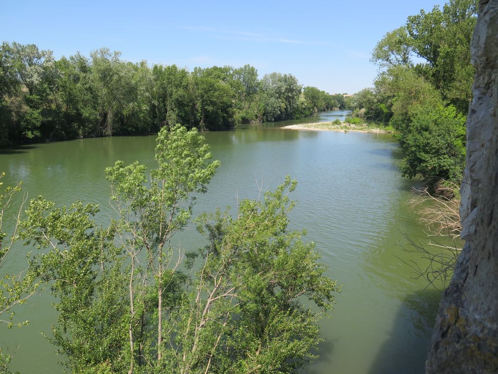 L’Aude vers l’aval, depuis la rive gauche, à hauteur du moulin de Canet.