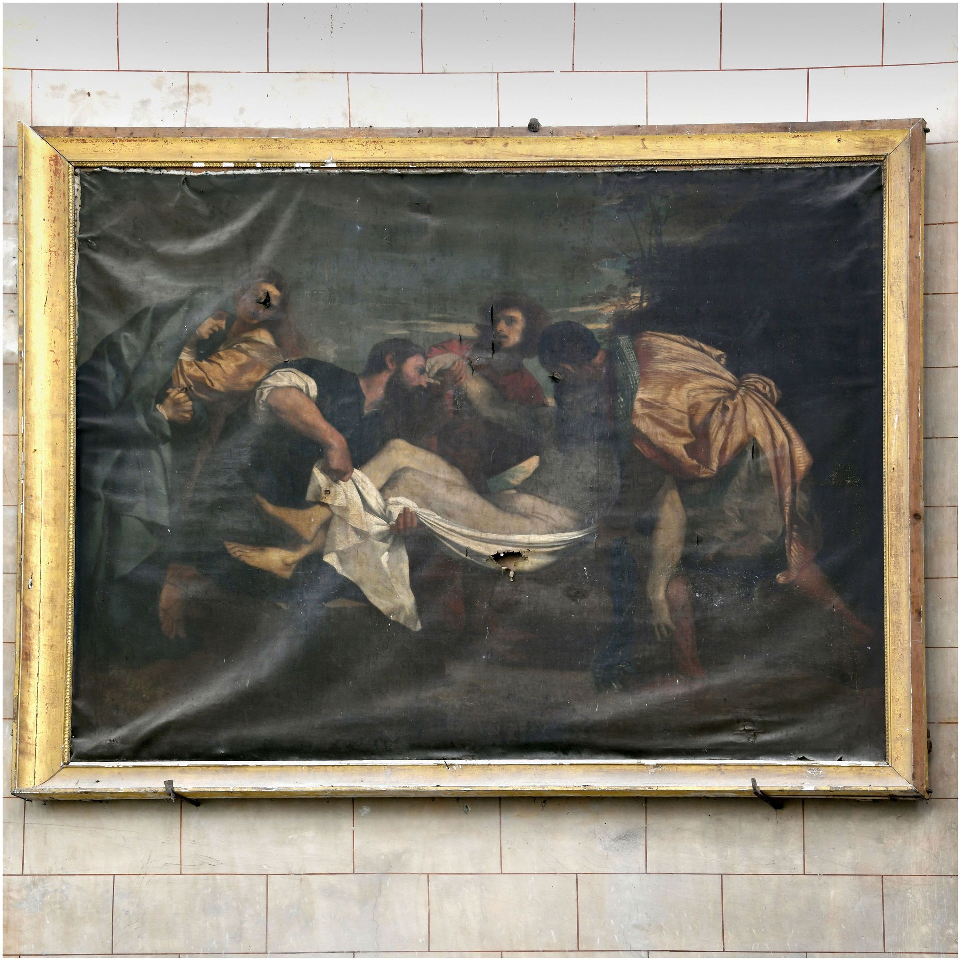 Tableau situé dans le choeur : copie de la mise au tombeau du Titien (Louvre).