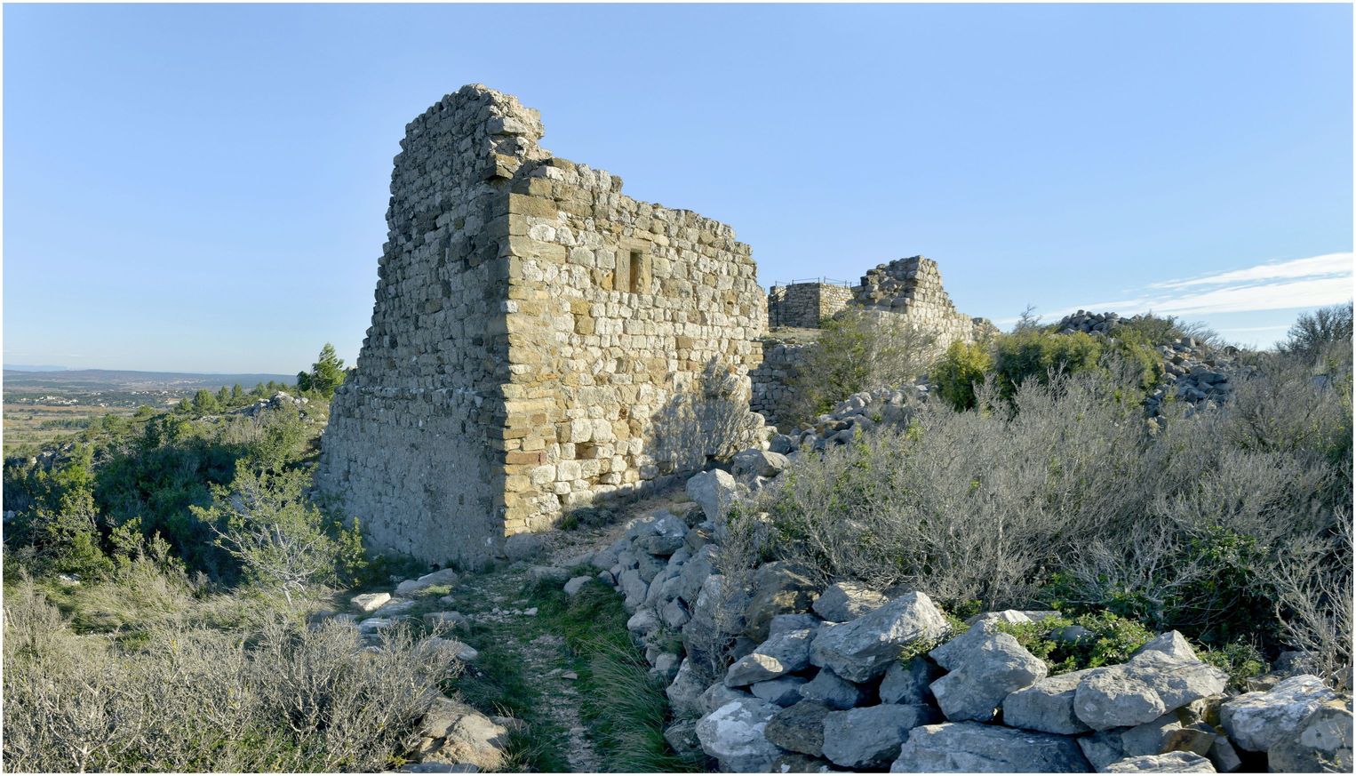 La plateforme du château proprement dit. Vestiges du donjon.