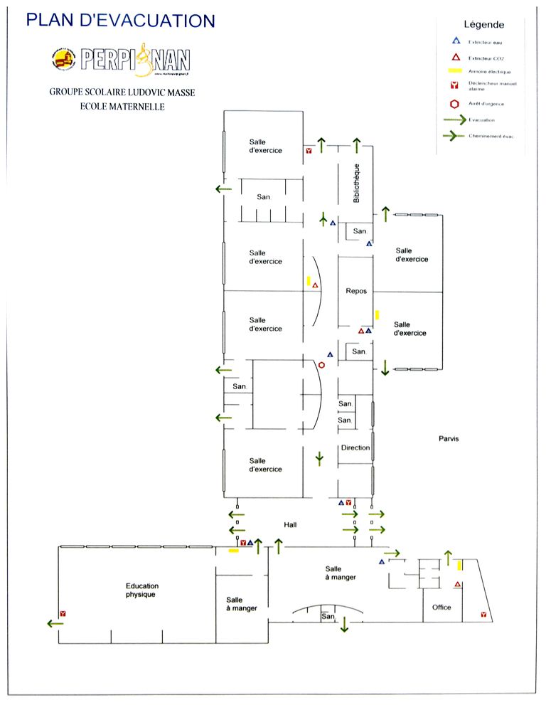 Ecole maternelle. Plan schématique.