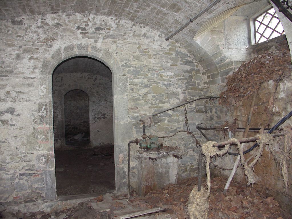 Château. Intérieur. Extrémité ouest. Cave citerne et à l’amenée d’eau de la source.