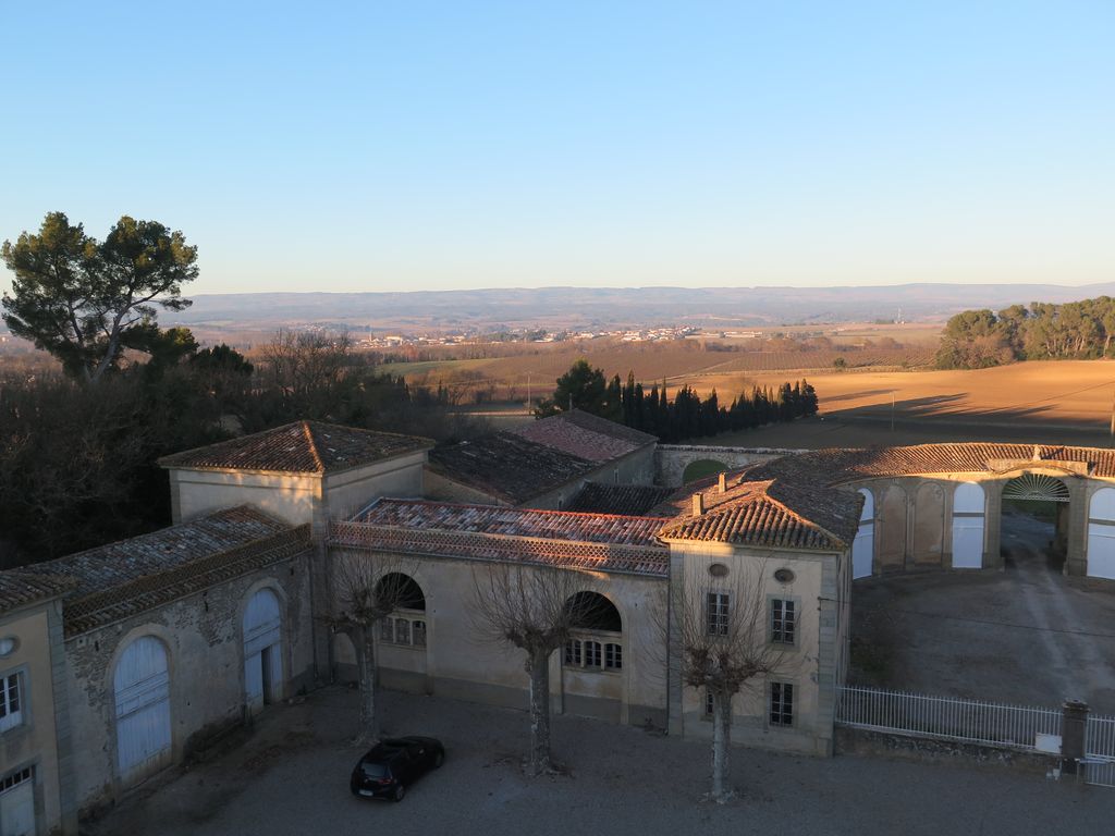 Vue des deux cours (côté ouest) depuis les combles