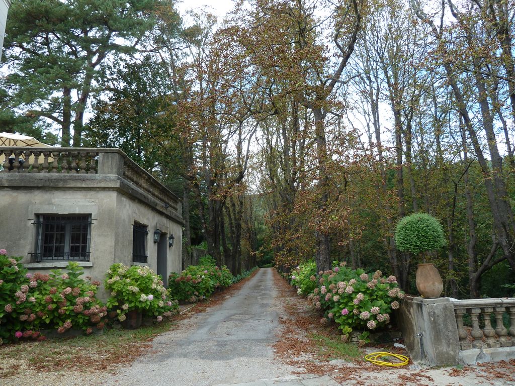 Arrivée. Allée menant à la terrasse du château.