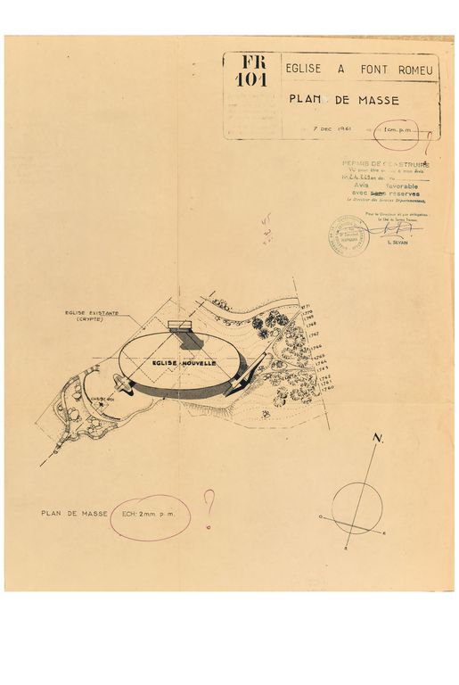 Projet de Joseph Belmont, 1961, plan massse (archives municipales, permis de construire)