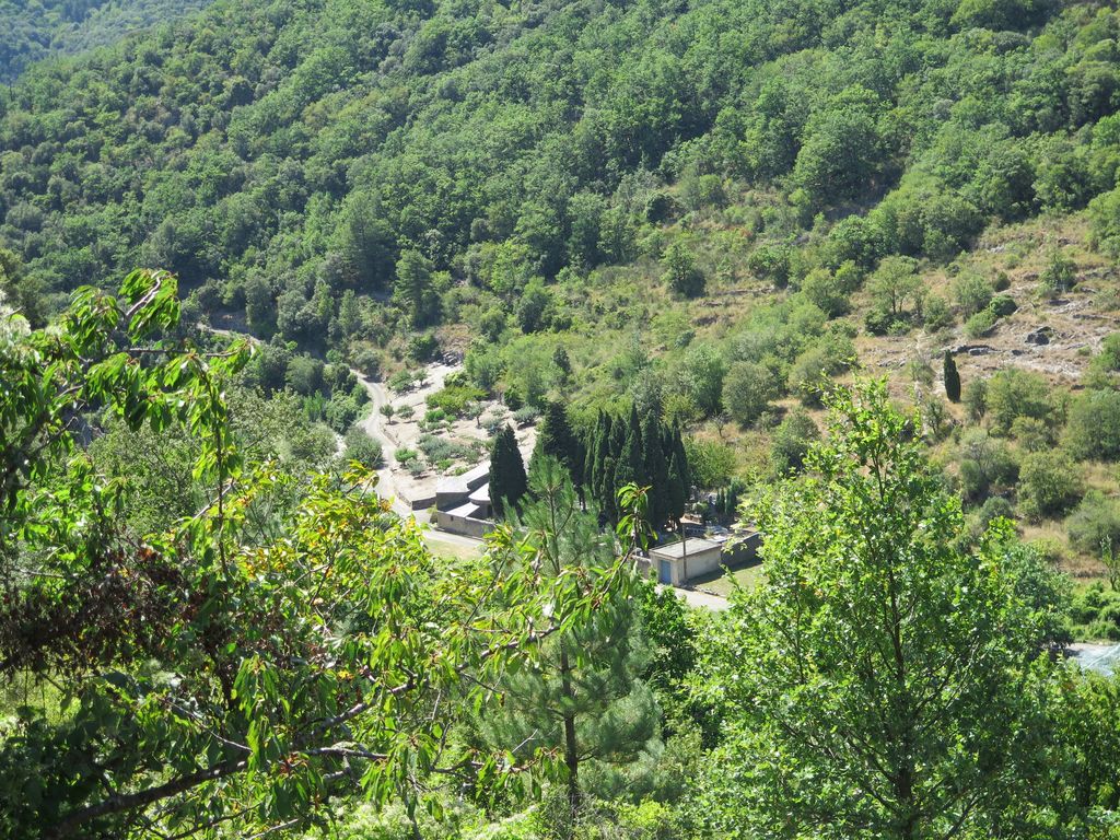 Vue d’ensemble de la chapelle et du cimetière dans le vallon.