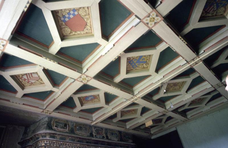 Décors intérieurs, plafond à solives apparentes dit "à la fougère".