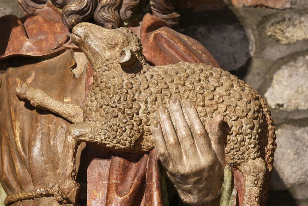 statue (grandeur nature) : saint Jean-Baptiste, détail